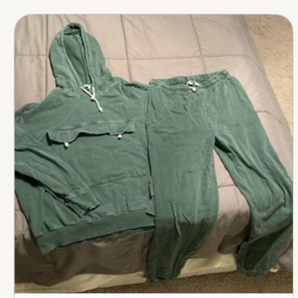 nova green two piece sweat pants set